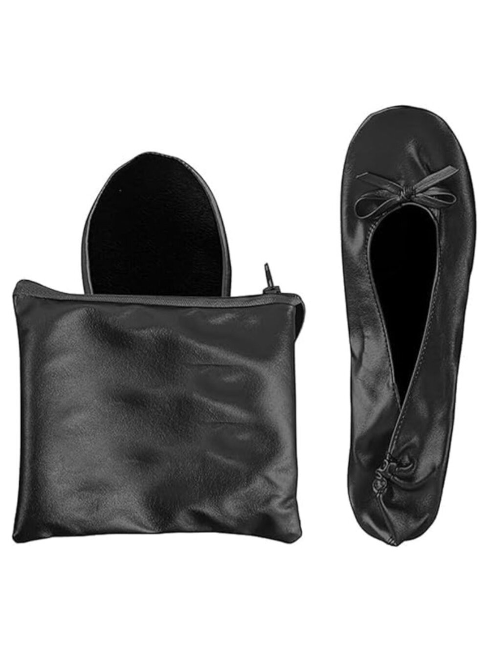 ZWD Women's Portable Foldable Ballet Flats Faux Leather Travel Wedding Shoes